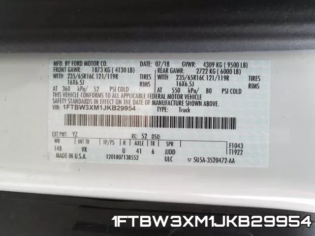 1FTBW3XM1JKB29954 фото 2