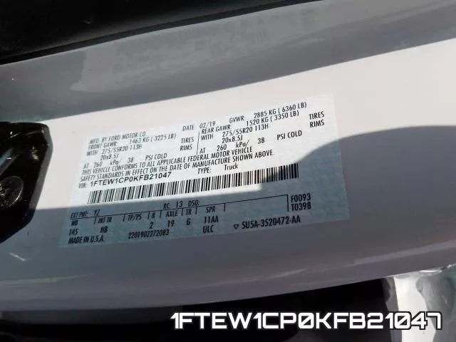 1FTEW1CP0KFB21047 фото 2
