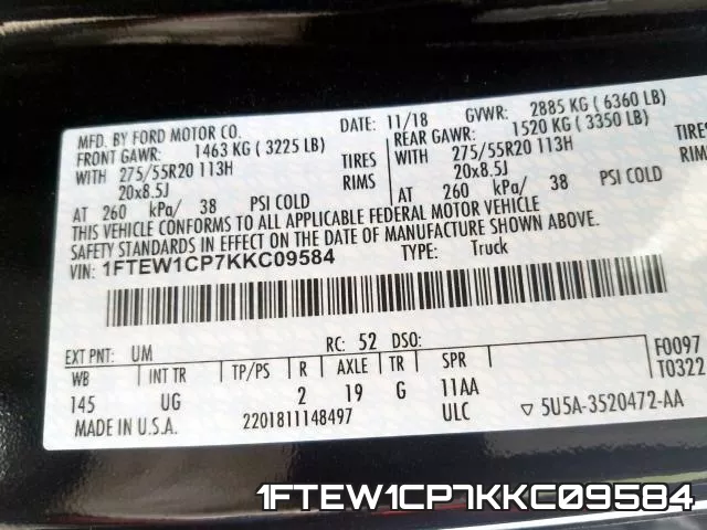 1FTEW1CP7KKC09584 фото 2