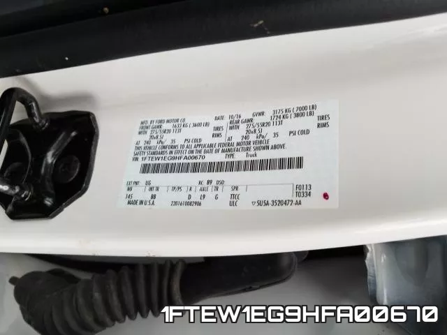 1FTEW1EG9HFA00670 фото 2