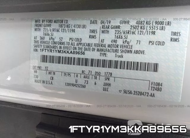 1FTYR1YM3KKA89656 фото 9