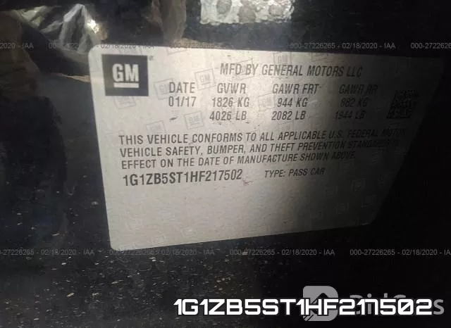 1G1ZB5ST1HF217502 фото 9