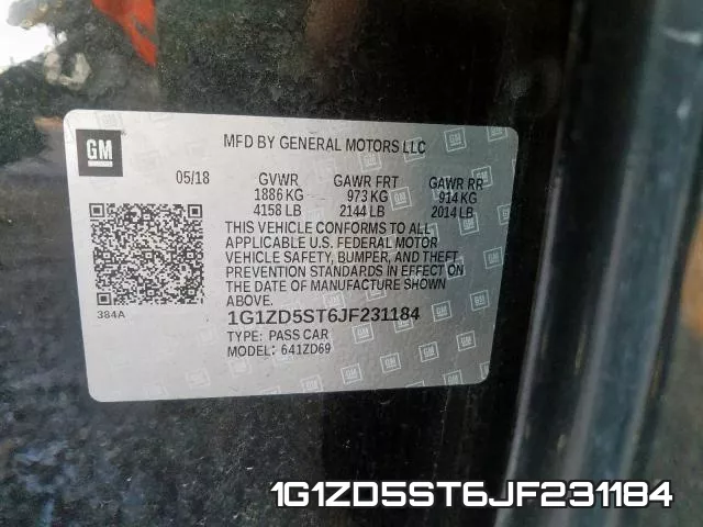1G1ZD5ST6JF231184 фото 2
