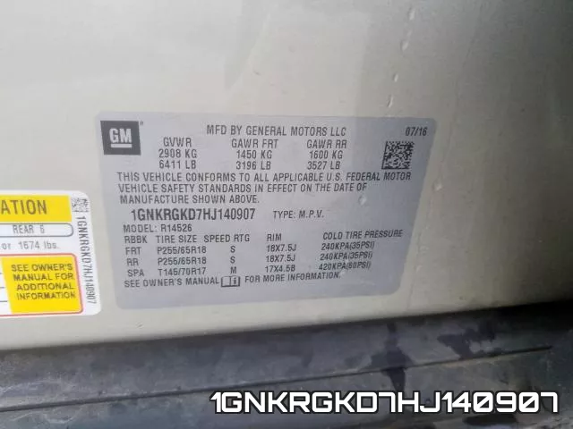 1GNKRGKD7HJ140907 фото 2