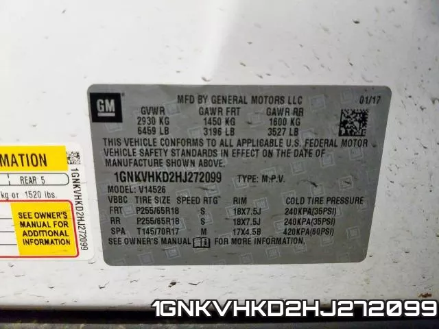 1GNKVHKD2HJ272099 фото 2
