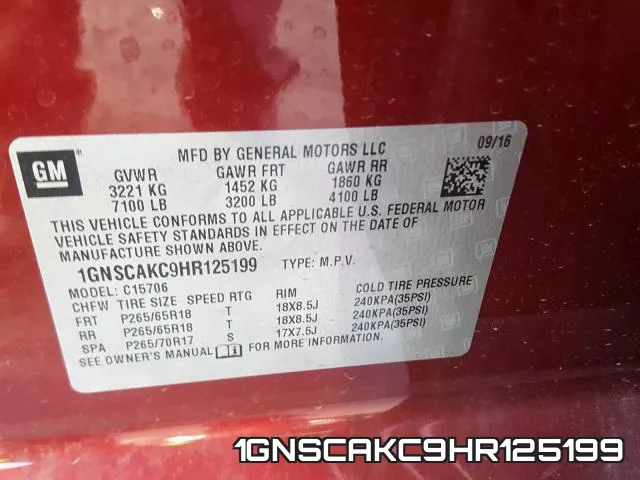 1GNSCAKC9HR125199 фото 2