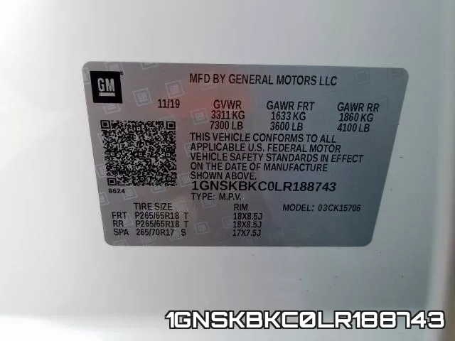 1GNSKBKC0LR188743 фото 2