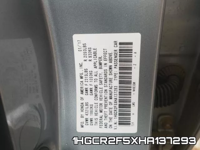 1HGCR2F5XHA137293 фото 2