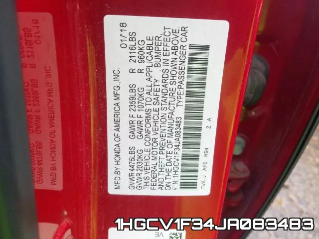 1HGCV1F34JA083483 фото 2