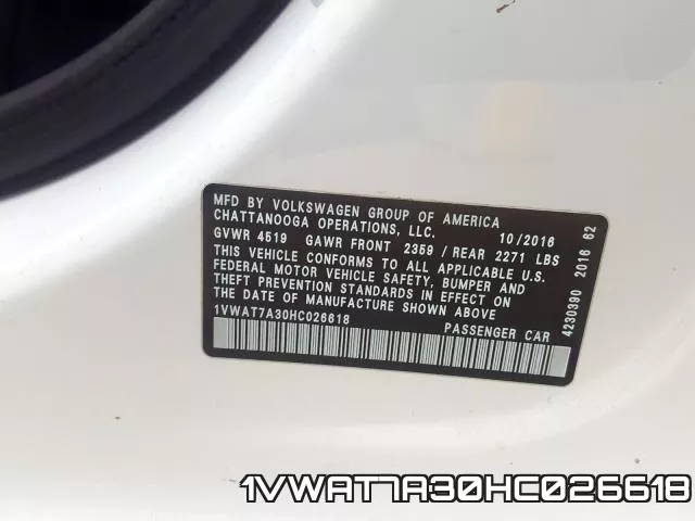 1VWAT7A30HC026618 фото 2