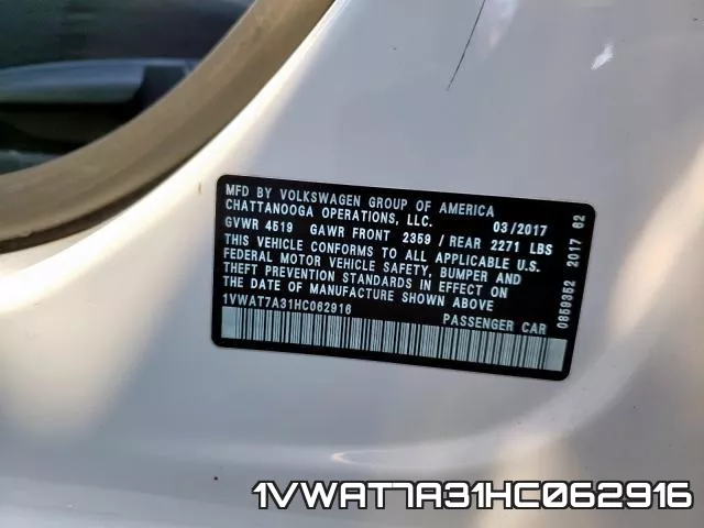 1VWAT7A31HC062916 фото 2