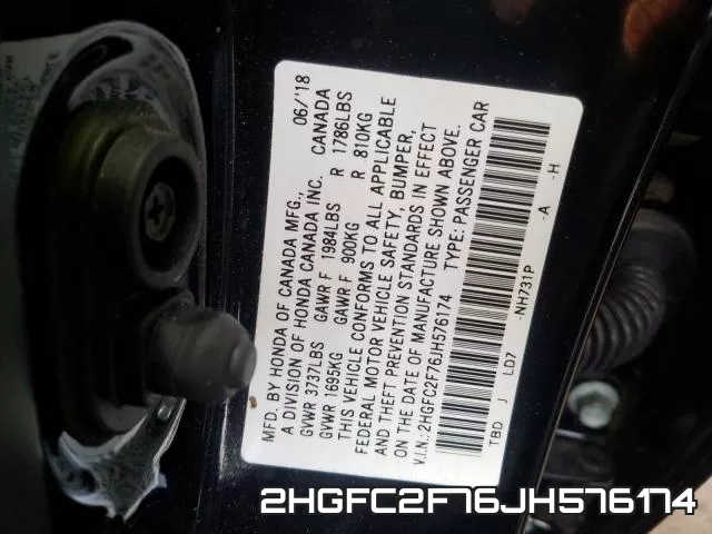 2HGFC2F76JH576174 фото 2