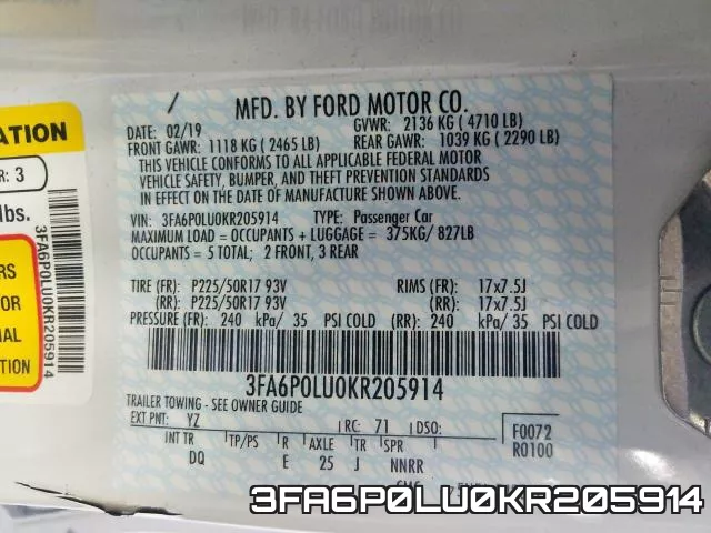 3FA6P0LU0KR205914 фото 2
