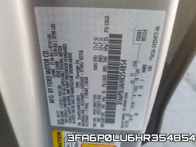 3FA6P0LU6HR354854 фото 2
