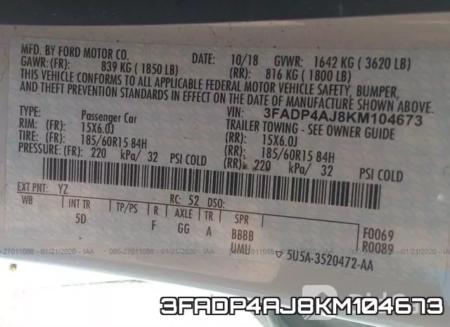 3FADP4AJ8KM104673 фото 7