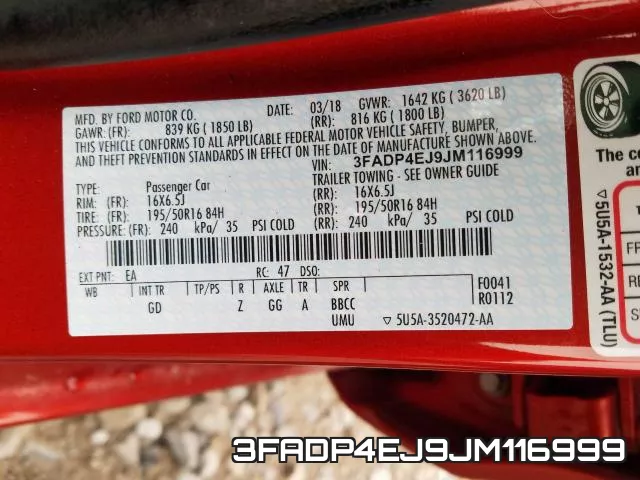 3FADP4EJ9JM116999 фото 2