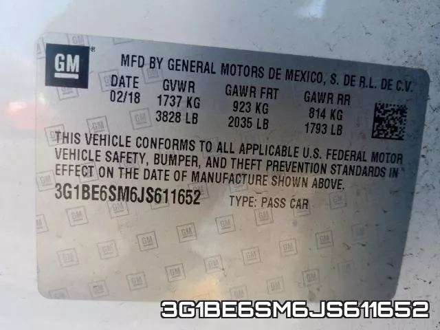 3G1BE6SM6JS611652 фото 2