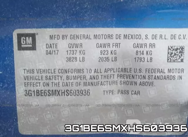 3G1BE6SMXHS603936 фото 9