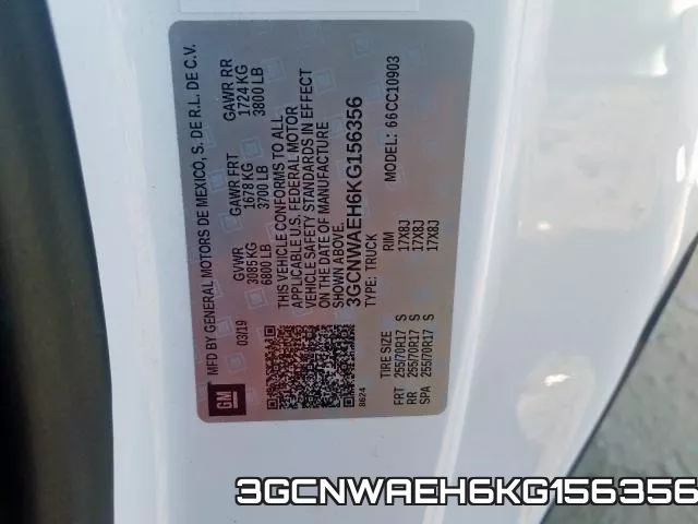 3GCNWAEH6KG156356 фото 2