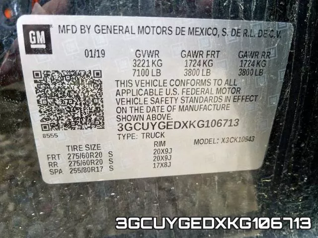 3GCUYGEDXKG106713 фото 2