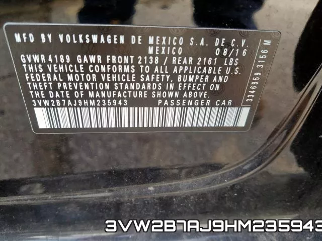 3VW2B7AJ9HM235943 фото 2