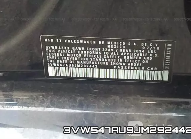 3VW547AU9JM292442 фото 9