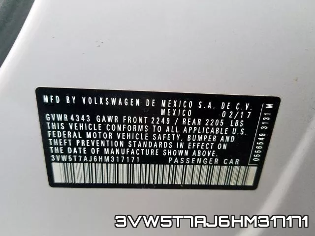 3VW5T7AJ6HM317171 фото 2
