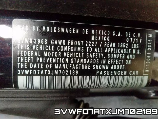 3VWFD7ATXJM702189 фото 2