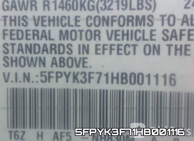 5FPYK3F71HB001116 фото 9