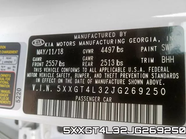 5XXGT4L32JG269250 фото 2