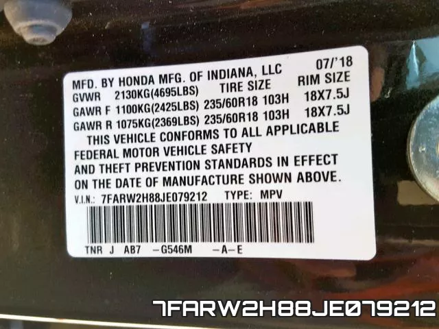 7FARW2H88JE079212 фото 2