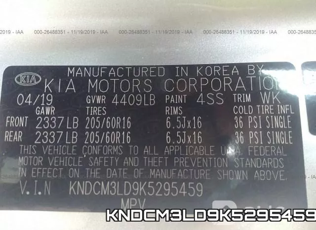 KNDCM3LD9K5295459 фото 8