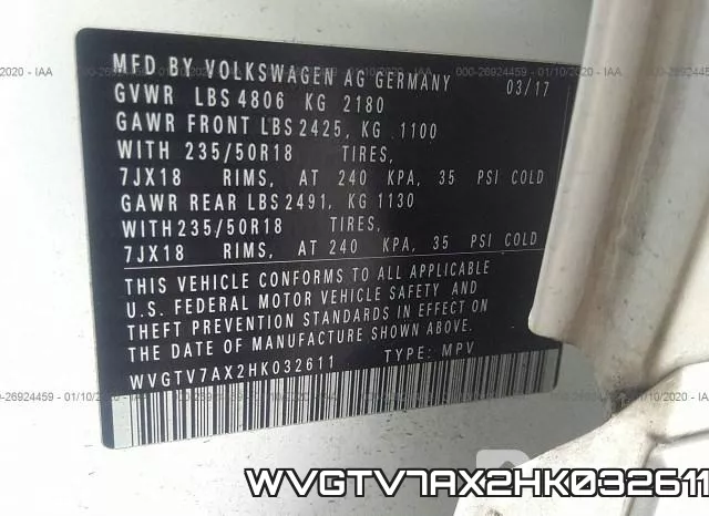 WVGTV7AX2HK032611 фото 7