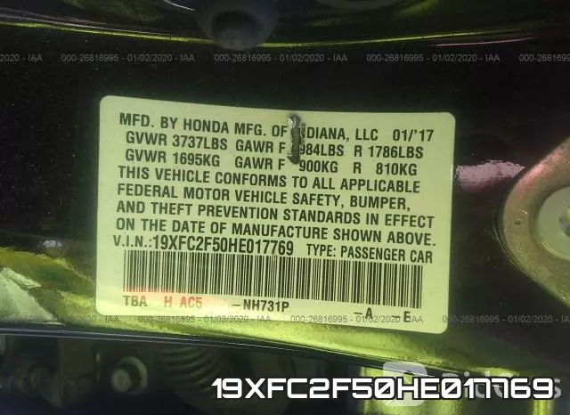 19XFC2F50HE017769 фото 9
