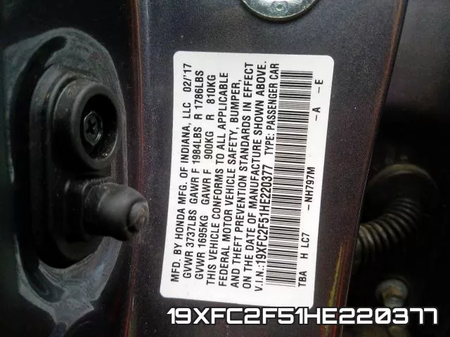 19XFC2F51HE220377 фото 2