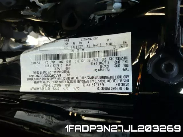 1FADP3N27JL203269 фото 2