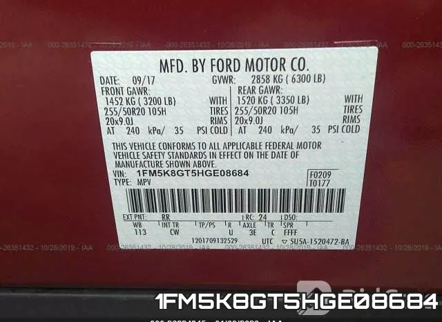 1FM5K8GT5HGE08684 фото 9