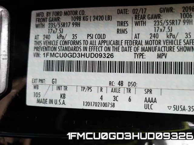 1FMCU0GD3HUD09326 фото 2