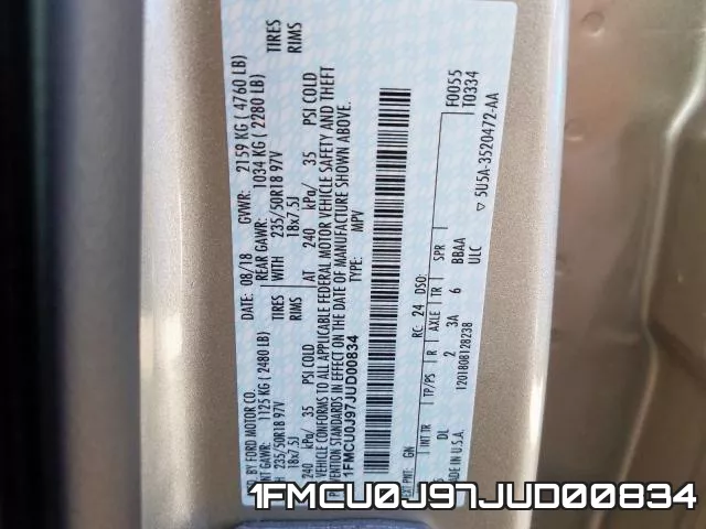 1FMCU0J97JUD00834 фото 2