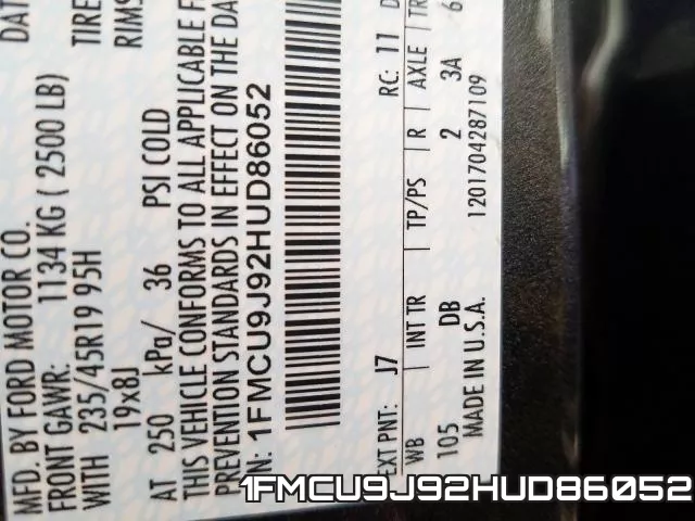 1FMCU9J92HUD86052 фото 2