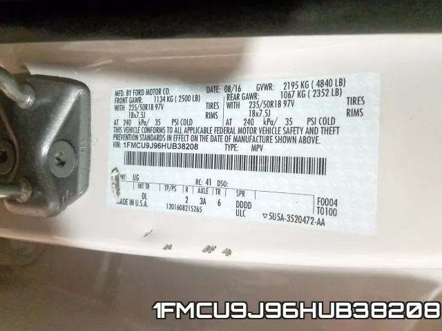 1FMCU9J96HUB38208 фото 2