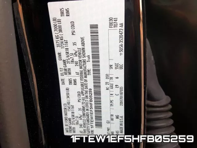 1FTEW1EF5HFB05259 фото 2