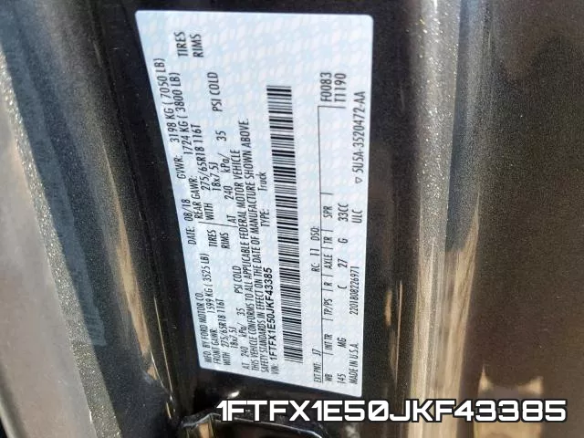 1FTFX1E50JKF43385 фото 2