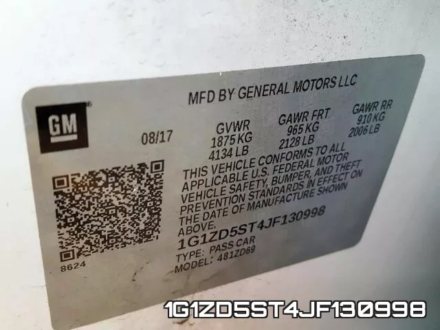 1G1ZD5ST4JF130998 фото 2