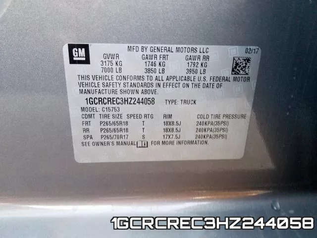 1GCRCREC3HZ244058 фото 2