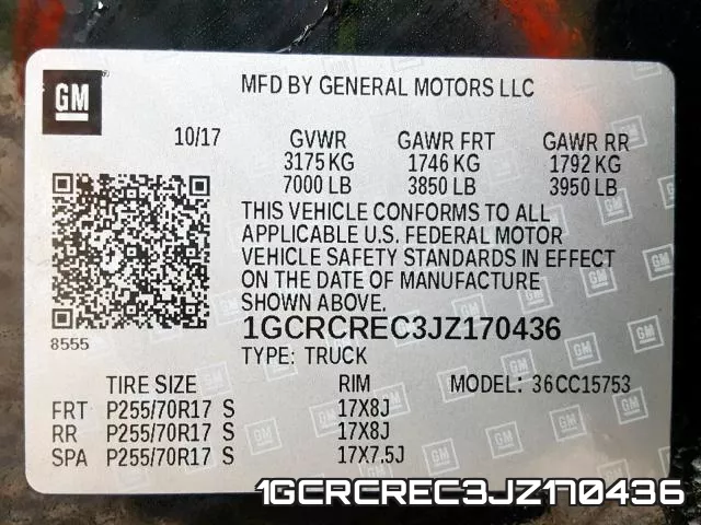 1GCRCREC3JZ170436 фото 2