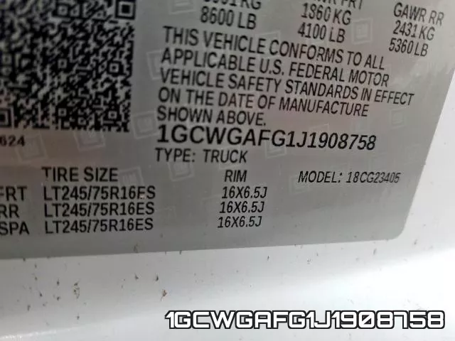1GCWGAFG1J1908758 фото 2