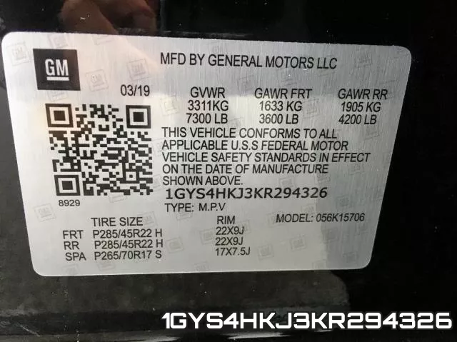 1GYS4HKJ3KR294326 фото 2