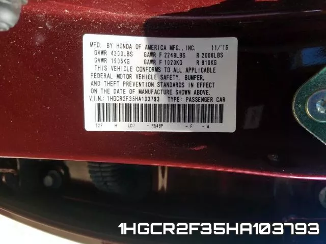 1HGCR2F35HA103793 фото 2
