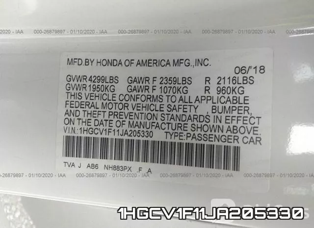 1HGCV1F11JA205330 фото 7